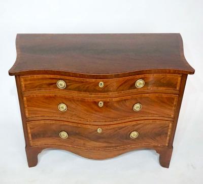 George Hepplewhite George III Mahogany and Satinwood Serpentine Commode