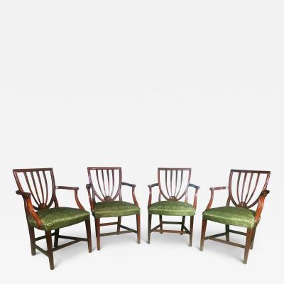 George Hepplewhite Set of four Hepplewhite Period Mahogany Salon Armchairs