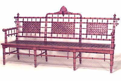 George Hunzinger American Victorian faux bamboo mahogany settee