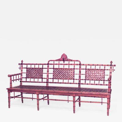 George Hunzinger American Victorian faux bamboo mahogany settee