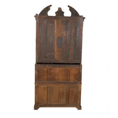 George I Burl Walnut Bureau Bookcase