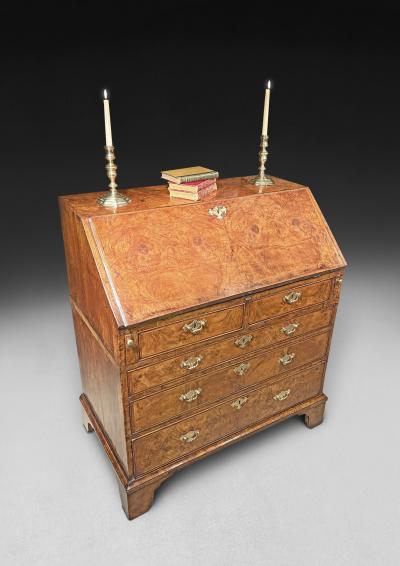 George I Figured Walnut Bureau