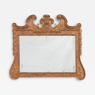 George I Gesso Carved Gilt Overmantel Mirror