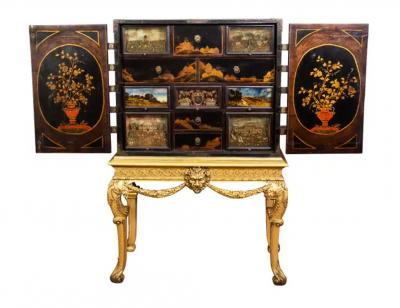 George I Giltwood and Japanned Cabinet on Stand