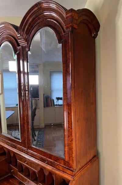 George I Inlaid Burl Walnut Double Done Bureau Bookcase circa 1720