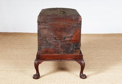 George I Studded Leather Trunk on Stand