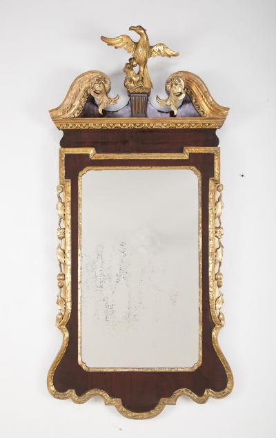 George II Architectural Scroll Top Mirror with Phoenix Finial