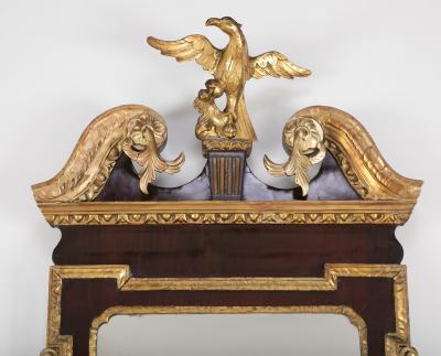 George II Architectural Scroll Top Mirror with Phoenix Finial
