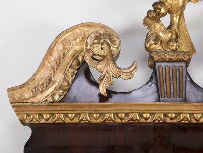 George II Architectural Scroll Top Mirror with Phoenix Finial