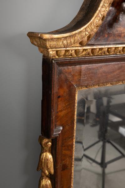George II Burr Walnut and Parcel Gilt Mirror in the Kentian Style