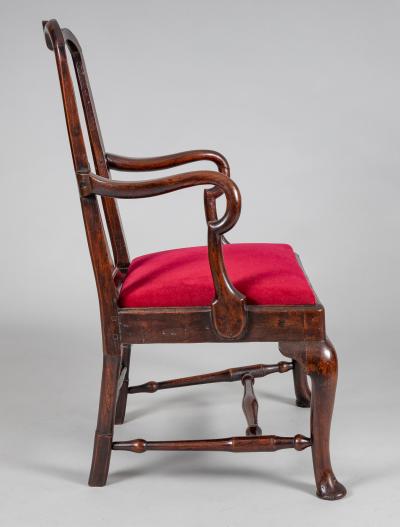 George II Elm Open Arm Chair