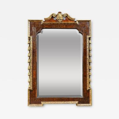 George II Giltwood Burl Elm and Marquetry Mirror