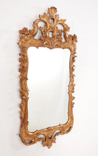 George II Giltwood Mirror with Foliate Carving