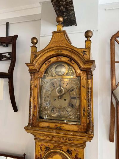 George II Japan Painted Tall Case Clock