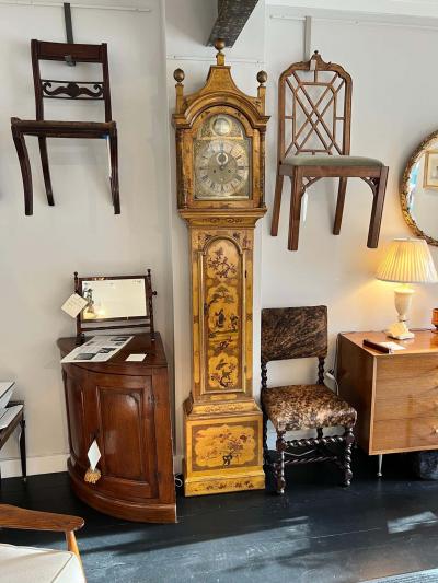 George II Japan Painted Tall Case Clock