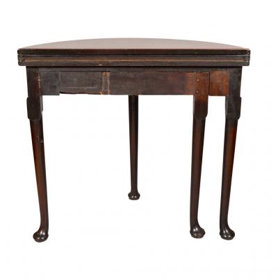 George II Mahogany Triple Top Demilune Games Table