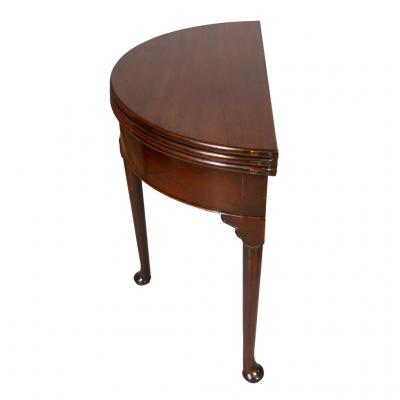 George II Mahogany Triple Top Demilune Games Table