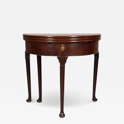 George II Mahogany Triple Top Demilune Games Table