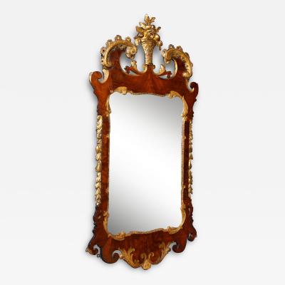 George II Parcel Gilt Figured Walnut Mirror