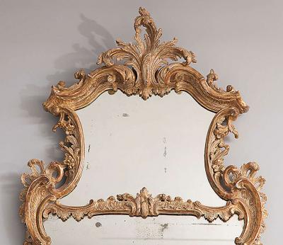 George II Rococo Giltwood Two Plate Mirror