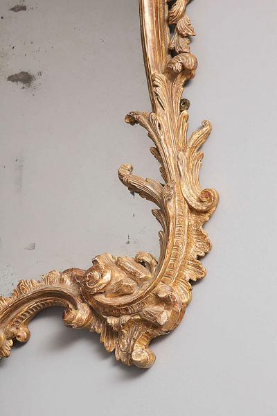 George II Rococo Giltwood Two Plate Mirror