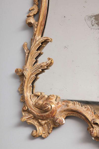 George II Rococo Giltwood Two Plate Mirror