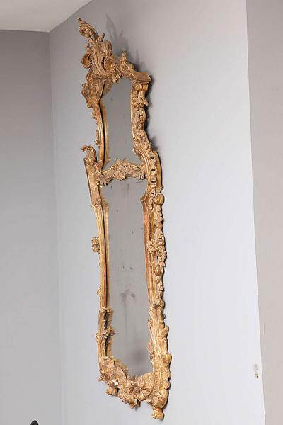 George II Rococo Giltwood Two Plate Mirror