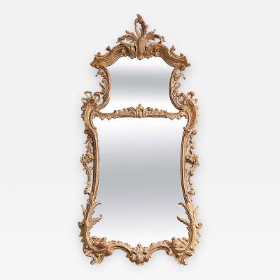 George II Rococo Giltwood Two Plate Mirror