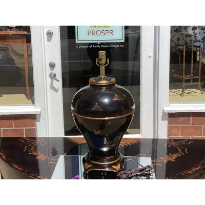 George II Style Burton Ching Black Chinoiserie Table Lamp