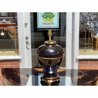 George II Style Burton Ching Black Chinoiserie Table Lamp