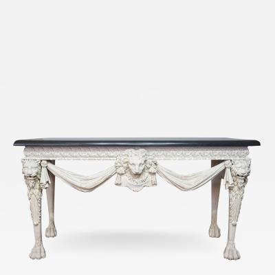 George II Style Marble Top Painted Console Table in the Manner of William Kent