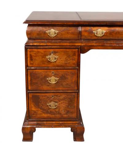 George II Style Walnut Pedestal Desk