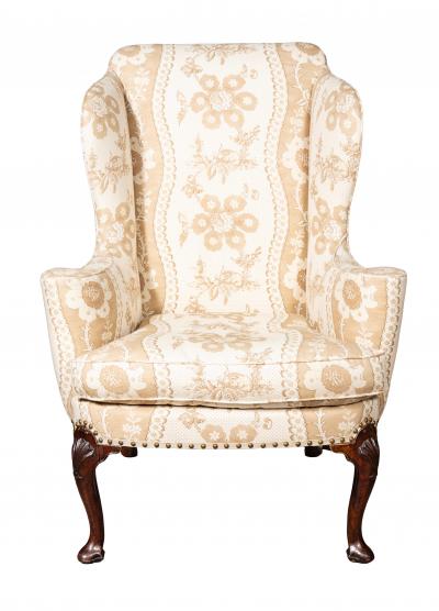 George II Walnut Wing Chair