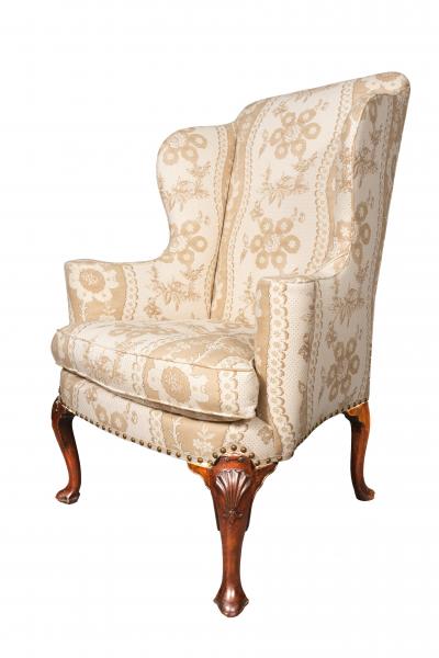 George II Walnut Wing Chair