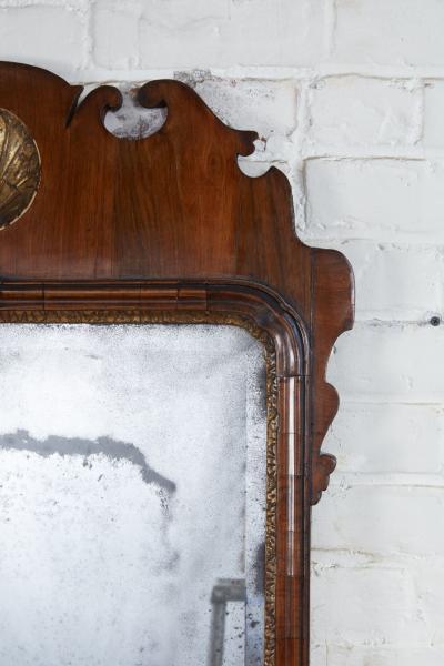 George II Walnut and Gilt Mirror