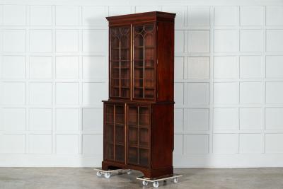George III 18thC Mahogany Glazed Twin Library Bookcase Cabinet