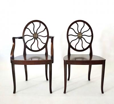 George III Armorial Mahogany Hall Seats or Dining Chairs Set of 12 Busby Hall