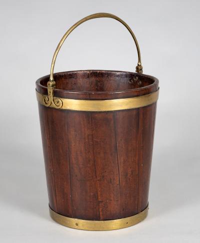 George III Brass Banded Mahogany Peat Bucket
