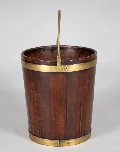 George III Brass Banded Mahogany Peat Bucket