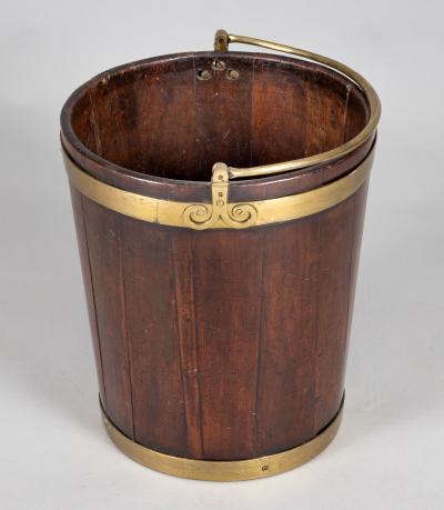George III Brass Banded Mahogany Peat Bucket