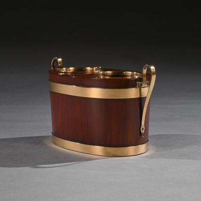 George III Brass Bound Mahogany Oval Table Wine Cooler