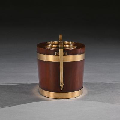 George III Brass Bound Mahogany Oval Table Wine Cooler