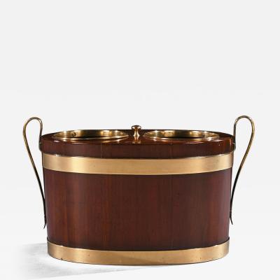 George III Brass Bound Mahogany Oval Table Wine Cooler