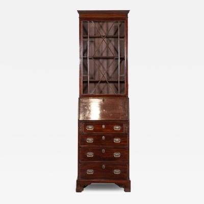 George III Diminutive English Mahogany Glazed Bookcase Bureau