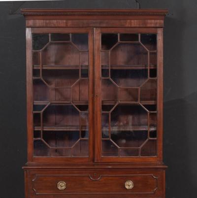 George III English Antique Mahogany Bookcase Secretary Desk circa 1780