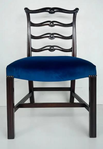 George III English Ladderback Dining Chairs Set of 6 Fine Velvet Upholstery
