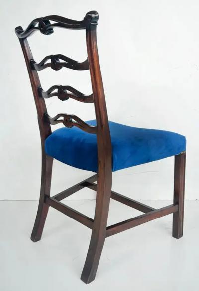George III English Ladderback Dining Chairs Set of 6 Fine Velvet Upholstery