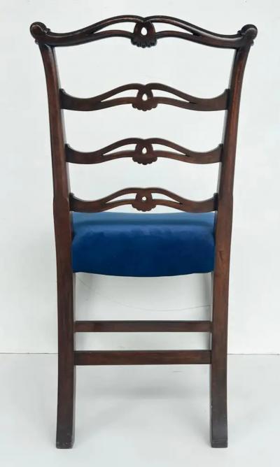 George III English Ladderback Dining Chairs Set of 6 Fine Velvet Upholstery