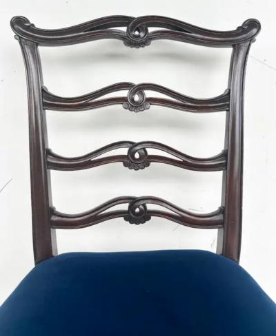 George III English Ladderback Dining Chairs Set of 6 Fine Velvet Upholstery