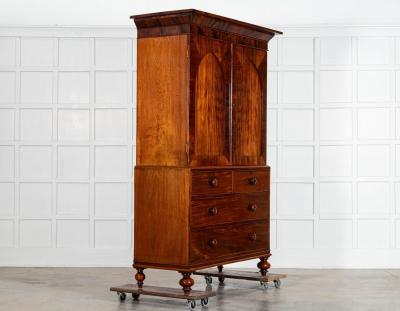 George III English Mahogany Linen Press